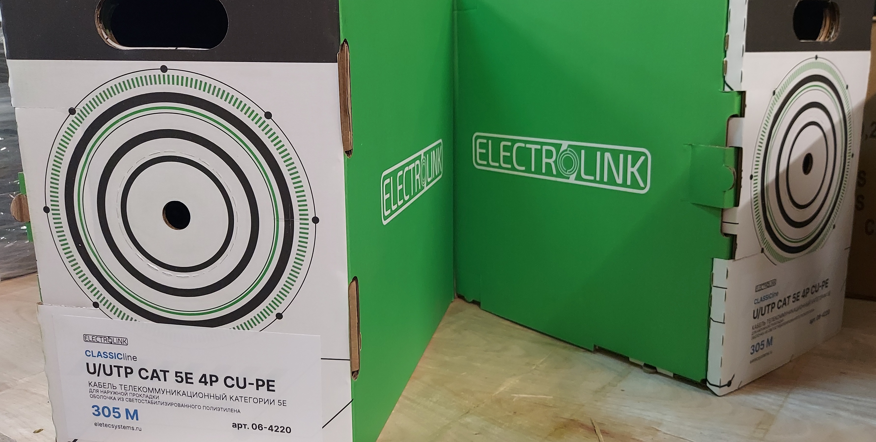 Кабель U/UTP 5E CLASSIC line 4x2xAWG24, наружный, ELECTROLINK, 305м, медь, 06-4220