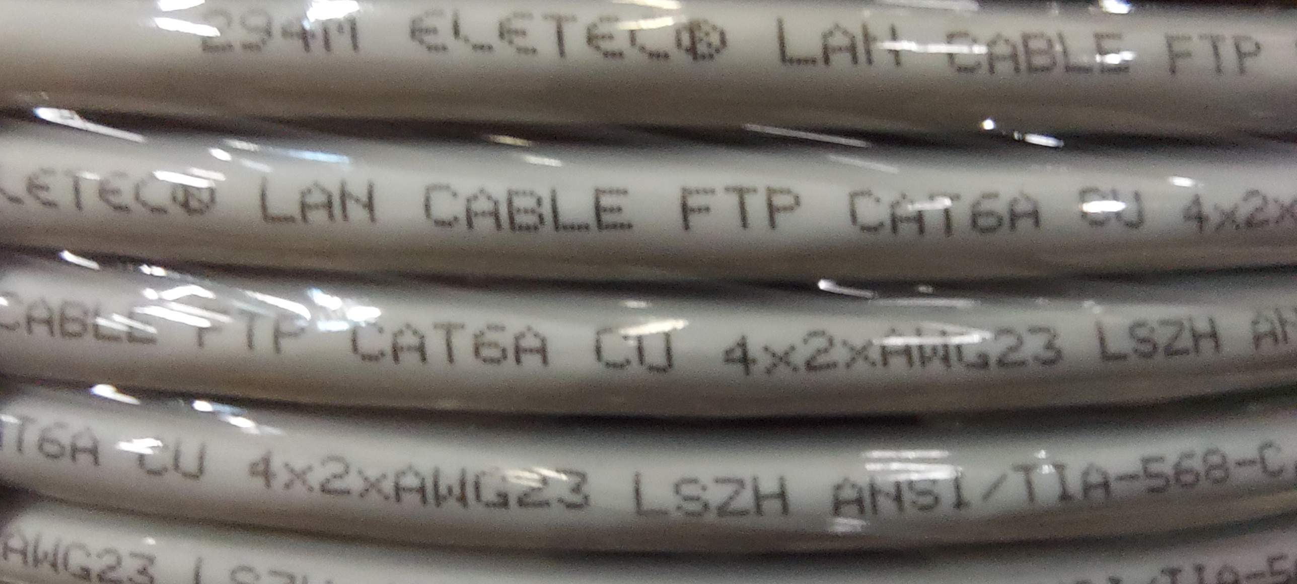 Кабель FTP 6A Eletec 4x2xAWG23 LSZH (оболочка серого цвета), 305м, медь, 06-990