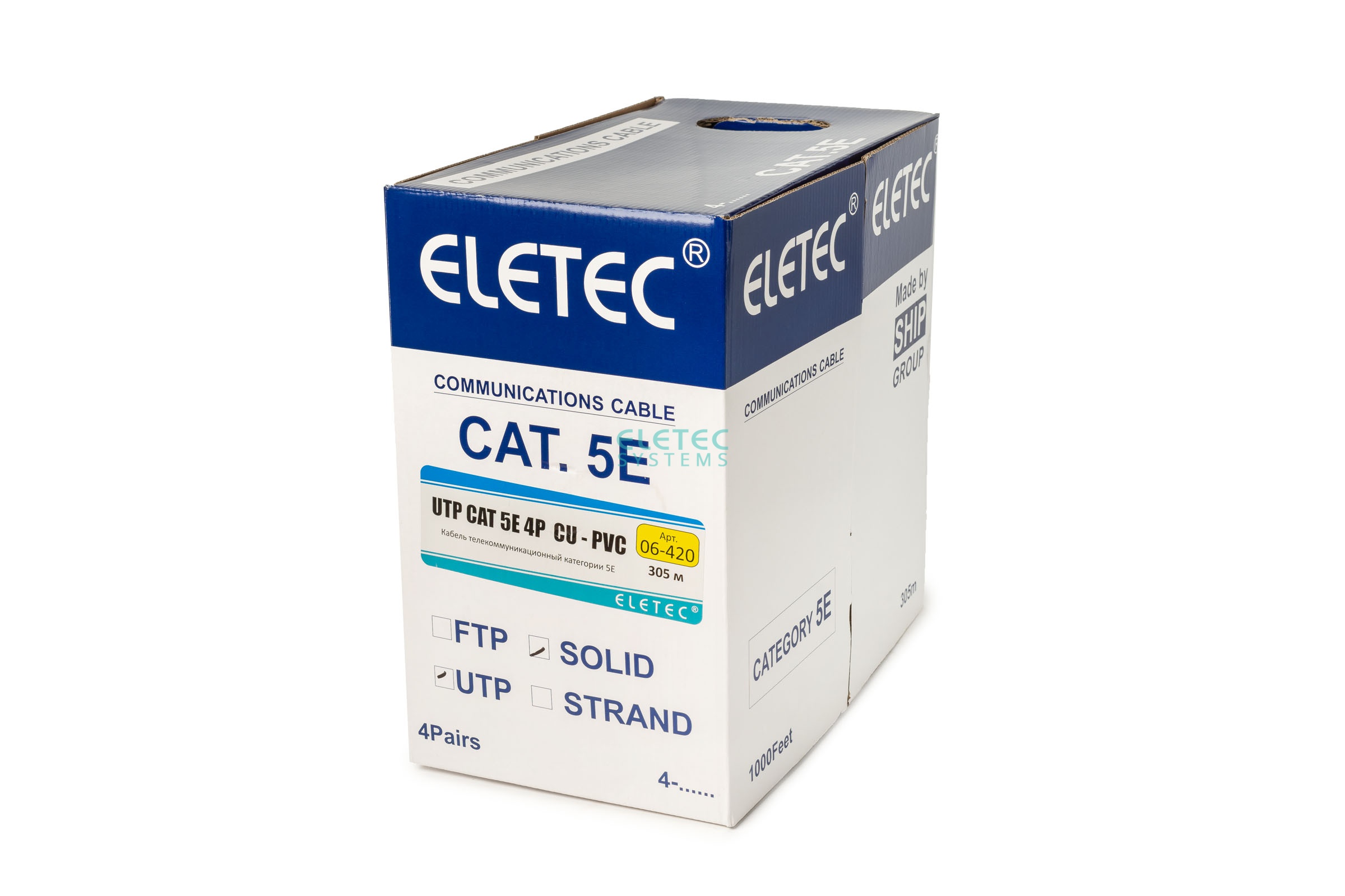 Кабель UTP 5E Eletec 4x2xAWG24, 305 м, медь, 06-420